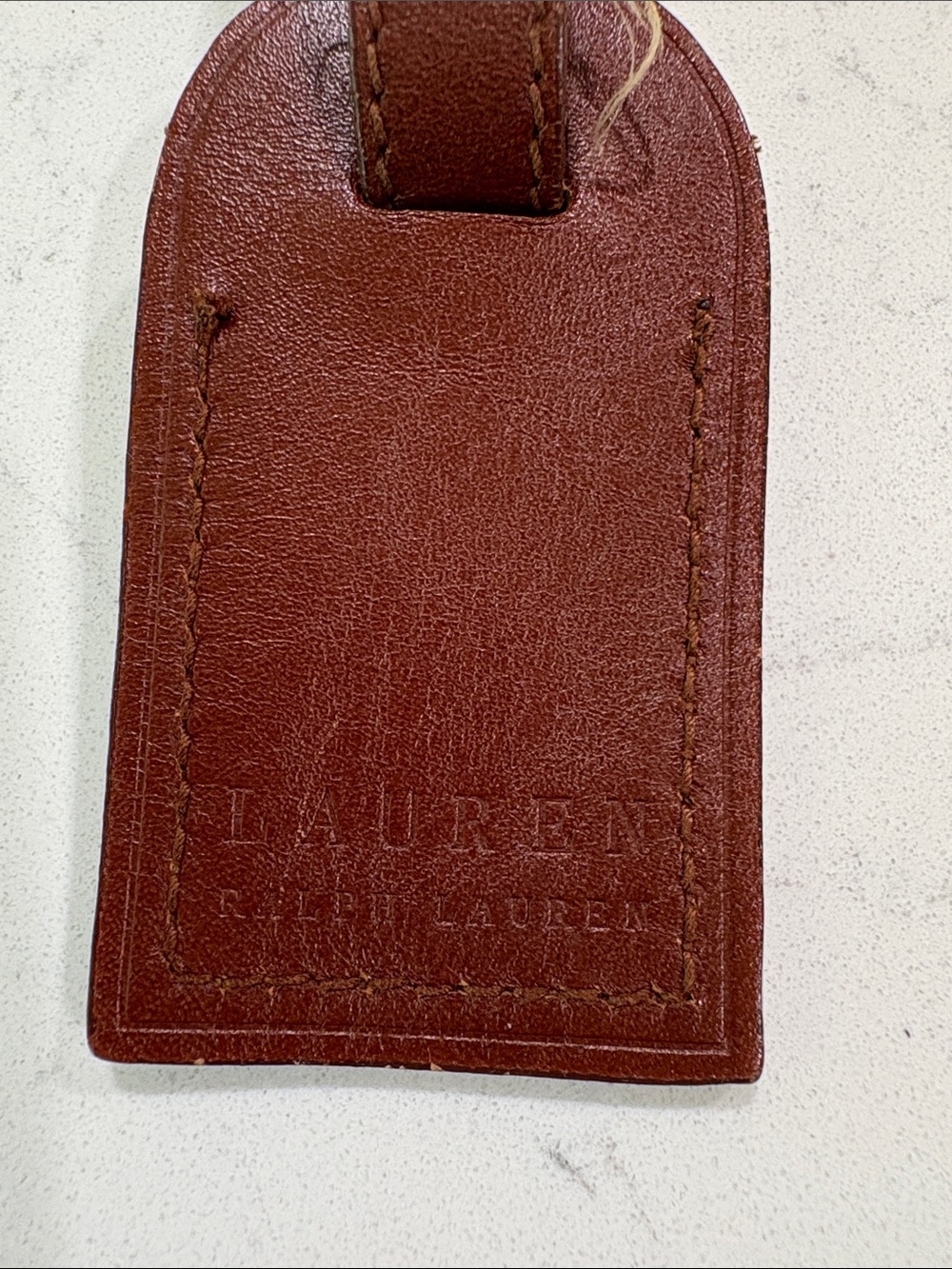 Lauren Ralph Lauren Brown Leather Luggage Tag with Embossed RLL - Picture 4 of 6